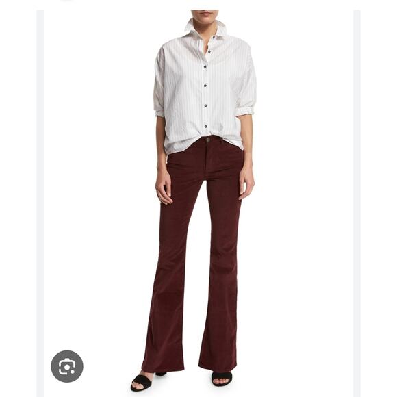 Anthropologie MiH *BURGUNDY CORD* Marrakesh Mid Rise Kick Flare Jeans 26 X 35.5 - Picture 1 of 7